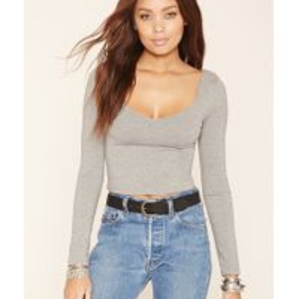 Forever 21 Classic Long Sleeve Crop Top M